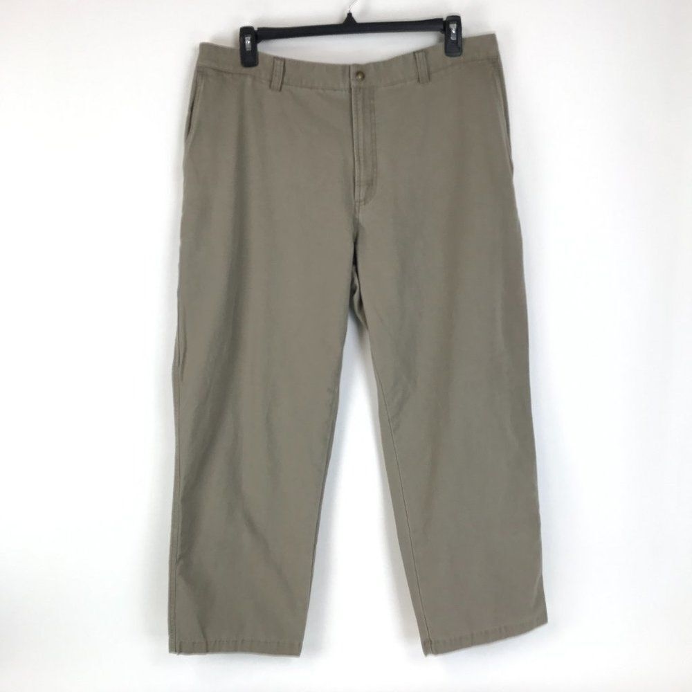 Columbia Flat Front Pants Men's 40 x 30 Khaki Chino Casual Hiking Outdoor